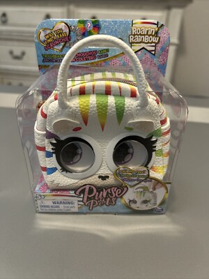 Purse Pets Micros 3'' Roarin' Rainbow Tiger Eyes Roll When Open And Close Purse