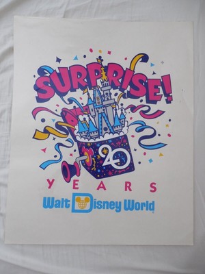 Large 1991 Walt Disney World 20 Years Logo Decal Sign Prop 27'' X 22'' Unused