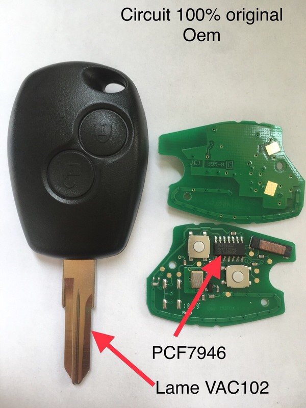 ClÃ© Vierge Originale Transpondeur Pcf7946 Sandero Logan Duster Oem Vac102