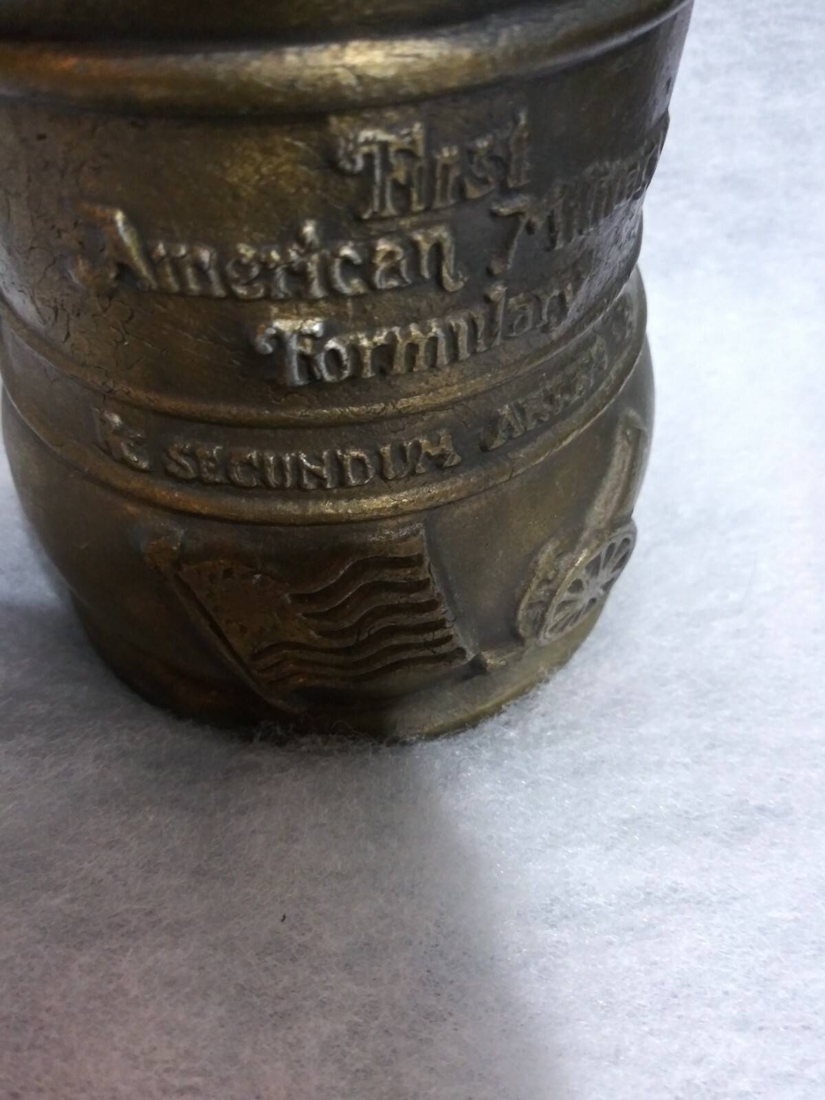 first American mililary Mortar and Double Handle Pestle Brass Bronze, c. 1983