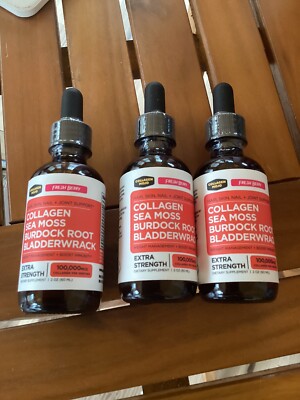 Collagen Mojo Liquid Peptides W/ Sea Moss,Burdock Root &BladderWack Lot Of 3