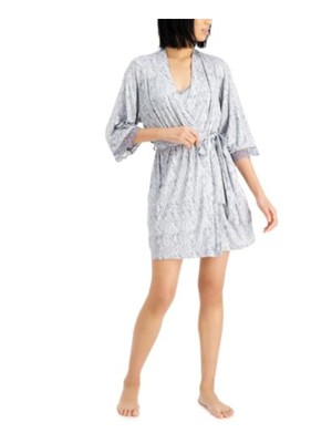 

INC Intimates Серый вязаный халат с рукавами 3/4 и животным принтом