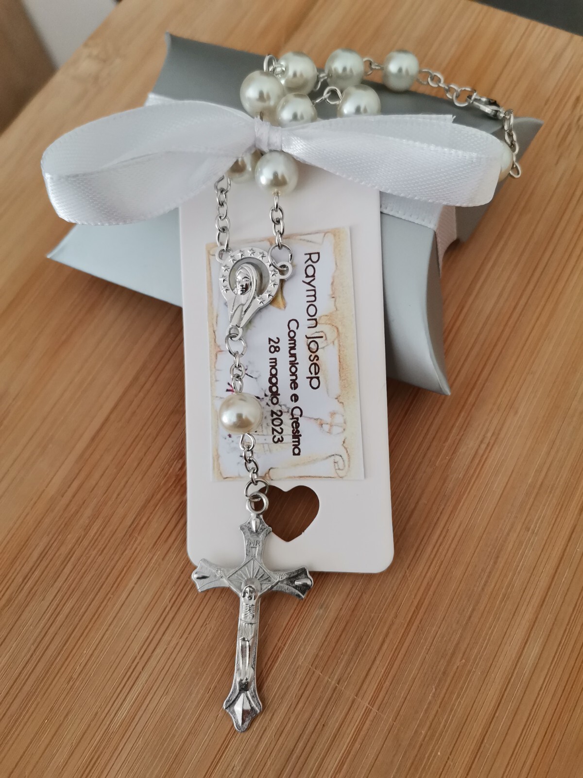 Rosario Da Auto Cattolico - 2 Pezzi Con Croce In Lega Di Zinco, Regalo Per Battesimo - Foto 5