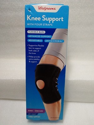 Walgreens ~Knee Support w/ 4 Straps ~Adjustable ~1 Size Fits Most ~Left Or Right