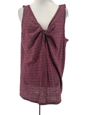 Old Navy Women's Burgundy Stripe Linen Twist Tank Top Size Large NEW
