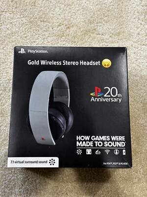 Sony PlayStation Gold Wireless Stereo Headset 20th Anniversary Edition Brand New
