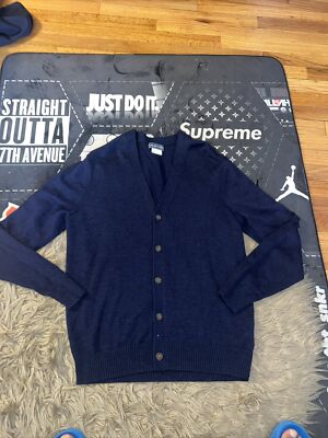 Jim Nantz By Vineyard Vines Sweater Men Medium Navy Wool Cardigan Button Up NEW