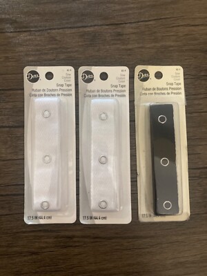 Lot of 3 Dritz Snap Tape 2 White 1 Black Each 17.5'' NIP