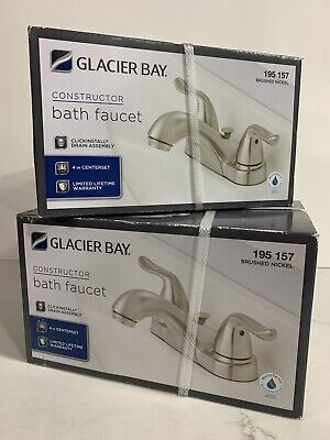 GLACIER BAY Constructor 4 in. Centerset Low-Arc Bath Faucet 195 157 - Set Of Two