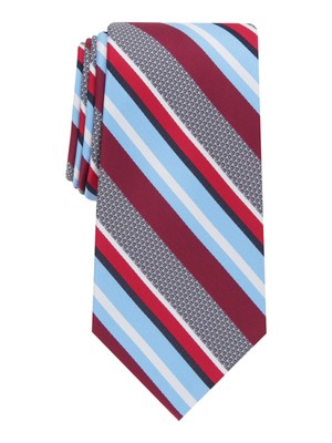 

PERRY ELLIS Мужской бордовый классический галстук в полоску с узором, Burgundy