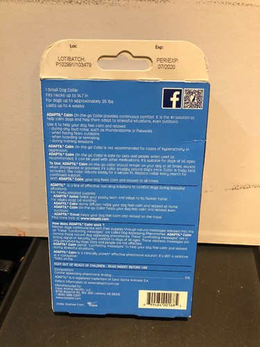 Adaptil On the Go Calming Relaxing One 1 Adjustable Collar for Small Dogs New