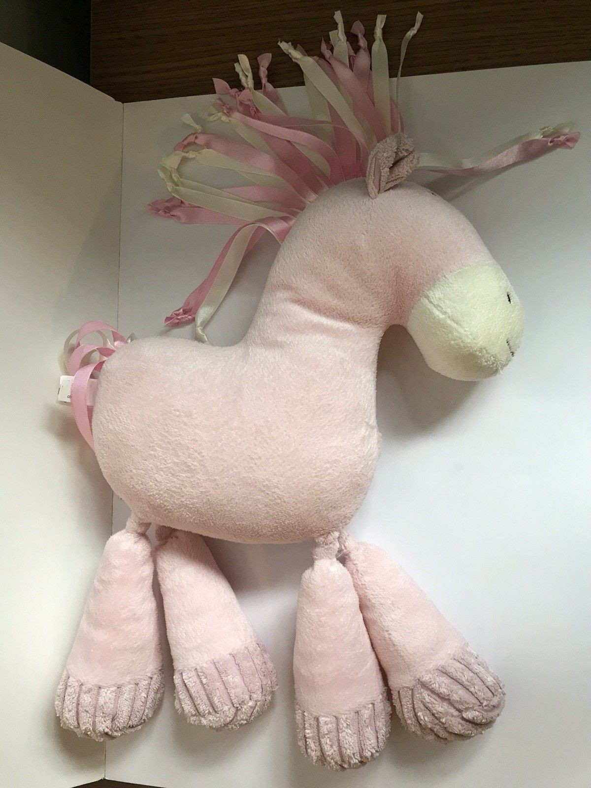 Jellycat Baby Rattle Light Pink Horse Pony with Ribbon Hair  10