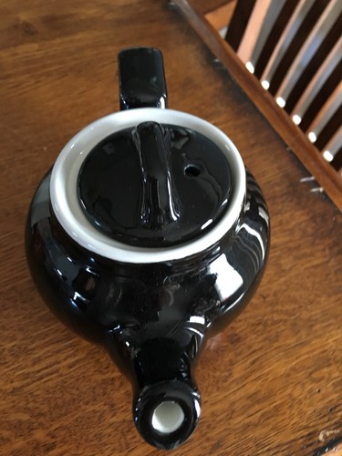 Hall Pottery Black & White Teapot. Absolutely Adorable