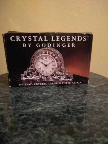 Vintage Crystal Legends By Godinger Glass Lead Crystal Large Mantle Clock NIB