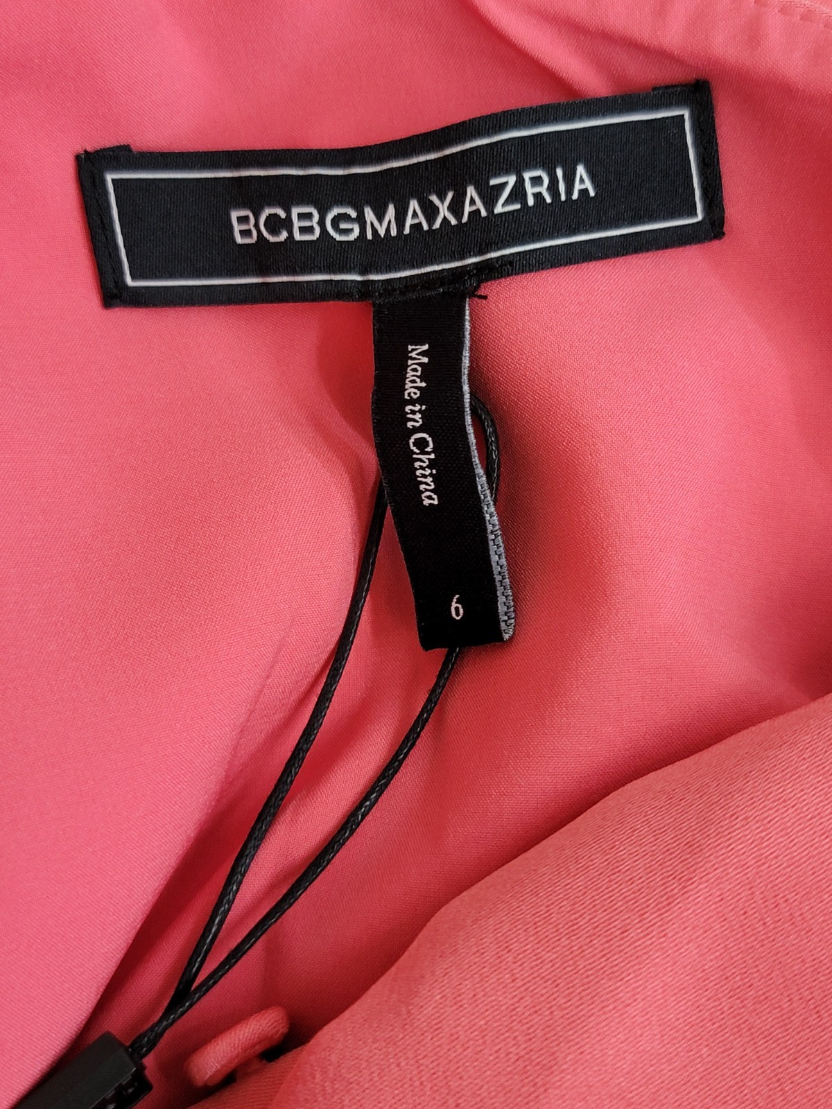 BCBGMAXAZRIA Asymmetric Neck Long Dress Women's 6 Coral Side Zip w/ Button - Picture 11 of 13