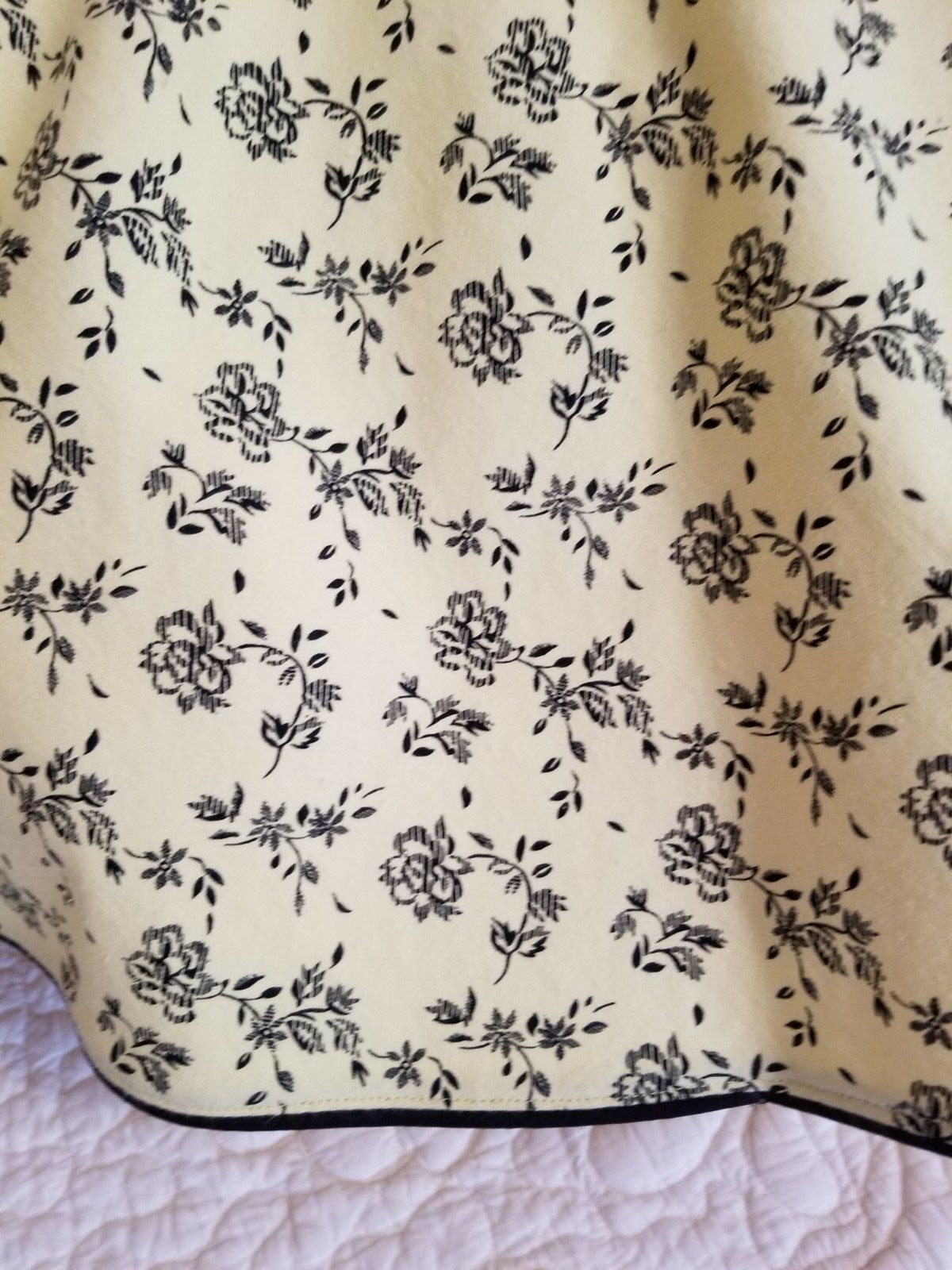 Yellow Square Dance Skirt with black floral pattern