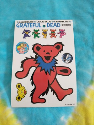Grateful Dead Red Dancing Bear 4.75 Inch Window Sticker With 4 MINI Stickers