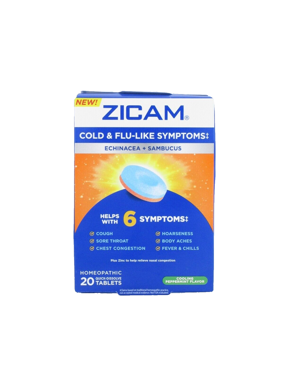 Zicam Homeopathic Cold & Flu Relief, Peppermint, 20 Quick Dissolve Tablets Zicam Homeopathic Cold & Flu Relief, Peppermint, 20 Quick Dissolve Tablets
