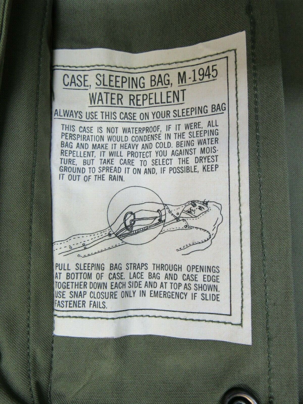 Vietnam Era US M1945 Sleeping Bag Cover Case w/ Lace 1966 Vietnam Era US M1945 Sleeping Bag Cover Case w/ Lace 1966