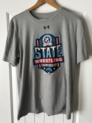 UNDER ARMOUR Illinois Kids Wrestling Federation State Champion Logo T Shirt  L