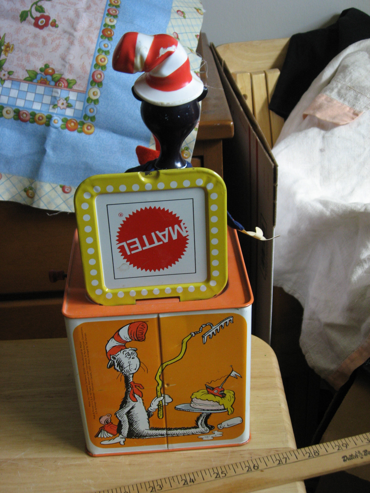 MATTEL Dr. Seuss Jack in the Box Cat in the Hat 1970 Antique Vintage
