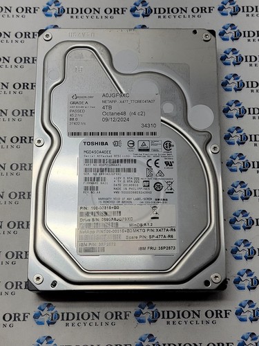 TOSHIBA 4TB 3.5" SAS HDD 7200 RPM MG04SCA40EE, GRADE A, SKU 12398