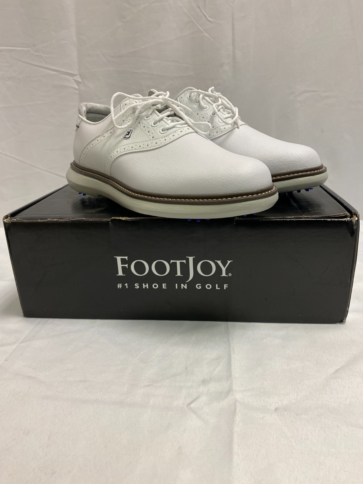 h FootJoy Traditions 57903 Mens White Leather Lace Up Golf