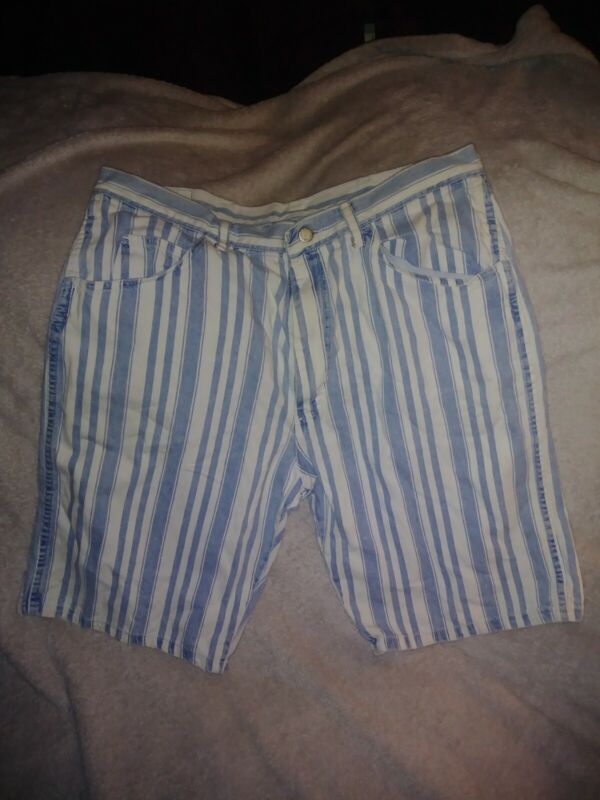 Vintage Wrangler Jean Denim Shorts 36 Pre Owned Stripes Striped 1990s Dad Wear
