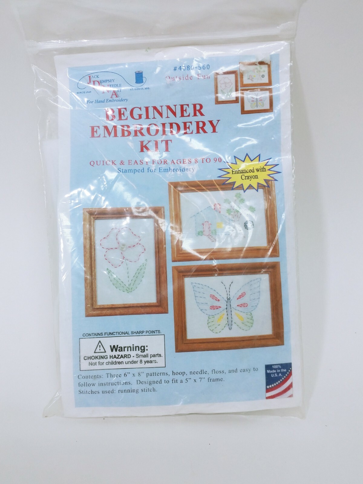 Jack Dempsey Stamped Beginner Embroidery Kit Samplers 36"X 8" Patterns