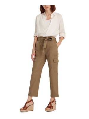 

Женские бежевые прямые брюки с поясом на молнии RALPH LAUREN, Бежевый, 200786911001