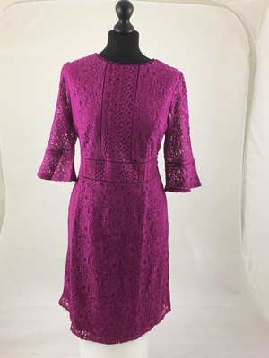 Oasis Womens Pink red purple Lace Dress Size Large RRP £48