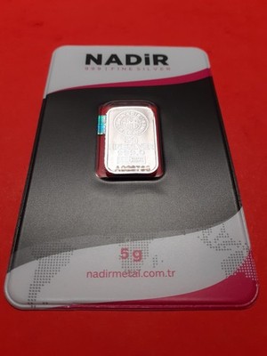 Lingot d'argent pur 999/1000 neuf, scellé et numéroté NADIR 5 g.