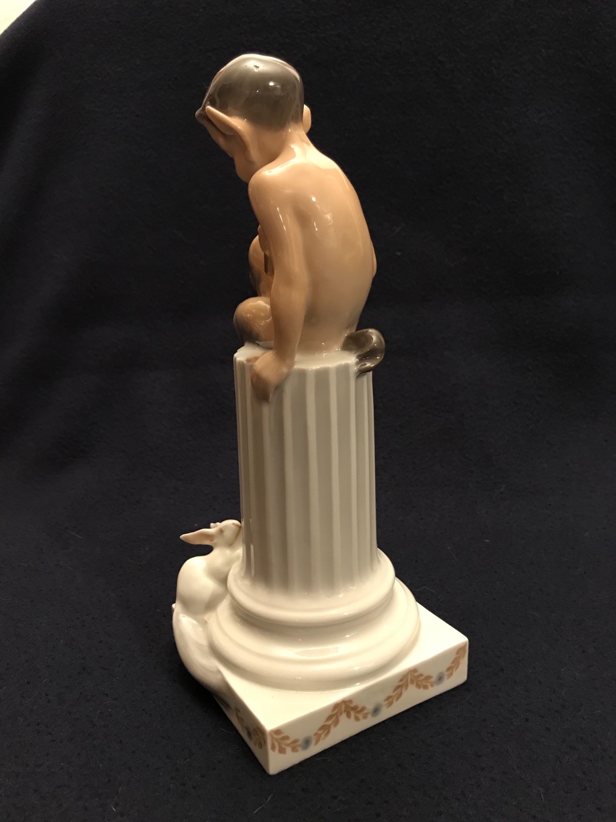 ROYAL COPENHAGEN FIGURINE FAUN ON PILLAR WITH RABBIT #456 MINT CONDITION