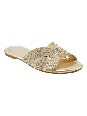 

BANDOLINO Женские золотые плетеные сандалии с вырезом Larling Round Toe Slip On 6,5 M, Золотой, BNLARLING2