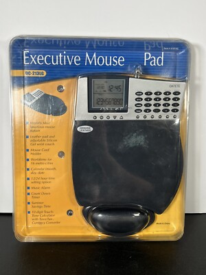 Deluxe Executive Mouse Pad w/ Calculator Time & Date Calendar Black New Sealed!