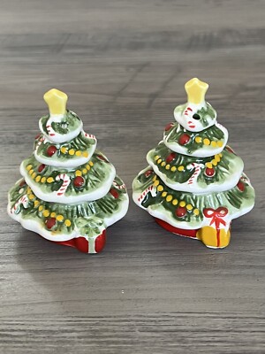 Josef Originals Christmas Tree Salt Pepper Shakers Set
