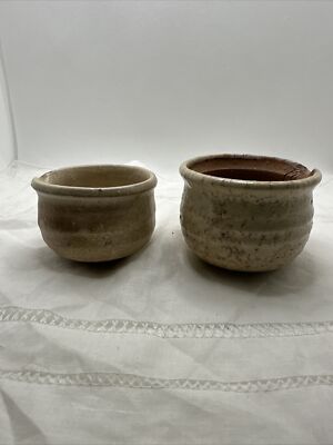 Art Pottery Small Creamers With Pour Spout. Not Matching But By Same Artist