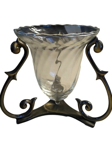 6"x7" Swirled Glass Metal Base