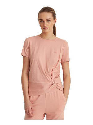 

LAUREN RALPH LAUREN Женский розовый топ с круглым вырезом и короткими рукавами спереди