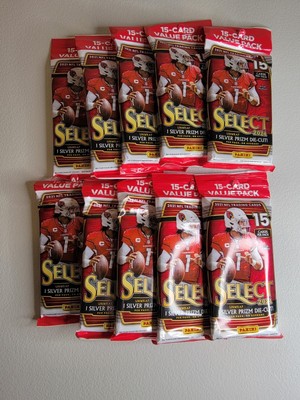 2021 Panini NFL Select 15 Card Cello Packs (Lot Of 10 W/ Die Cut Prizm NFL Cards
