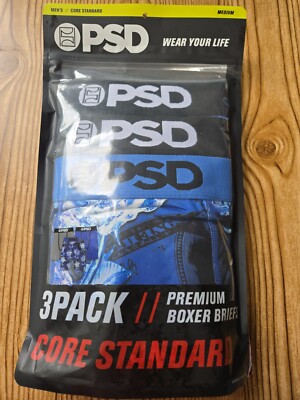 PSD 3 Pack Core Standard Premium Boxer Briefs Men's MEDIUM (32-34)
