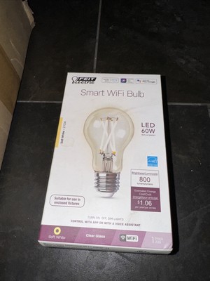 FEIT Smart Wifi 60 Watt EQ A19 Soft White Medium Bas Dimmable LED Light Bulb 60w