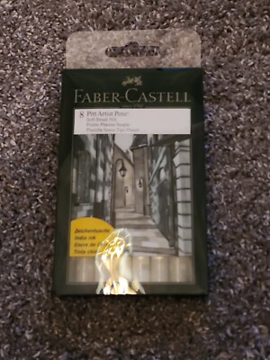 Faber Castell Pitt Artist Pens, Soft Brusy Nib, 8 Piece Set