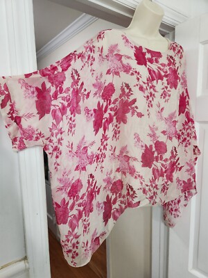 Elena Baldi Silk Floral Oversized Lagenlook Top Romantic Cottagecore Italy L