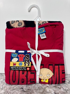 Family Guy Pajama Set Stewie Men's XL Obey Me Pants and Shirt