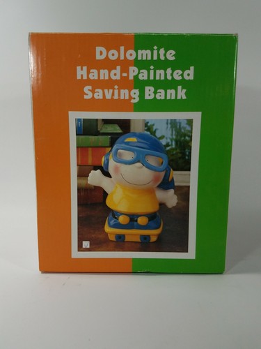 Dolomite Boy On Skateboard Piggy Bank, Coin Bank