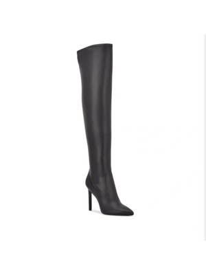 Женские черные эластичные ботильоны NINE WEST с острым носком и кружевными вставками на шпильке на молнии, 10 М