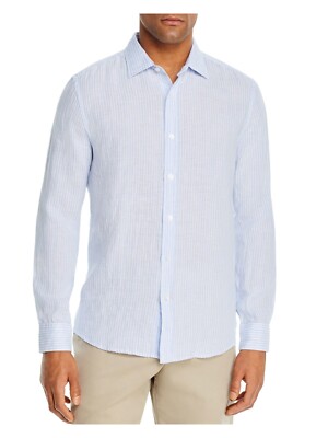 Designer Brand Mens Light Blue Striped Long Sleeve Classic Button Down Shirt M