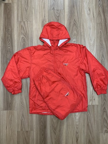 Vintage Tommy Hilfiger Sports Windbreaker Track Suit Lined Red Men’s Size XL