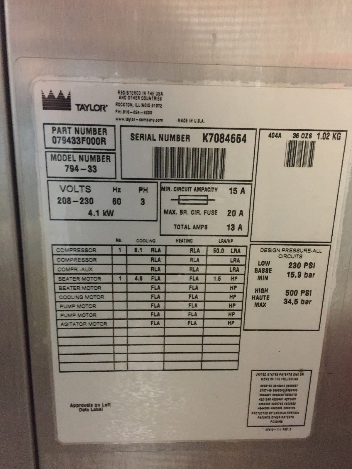 Taylor 794-33 Soft Serve Ice Cream Machine - High Volume